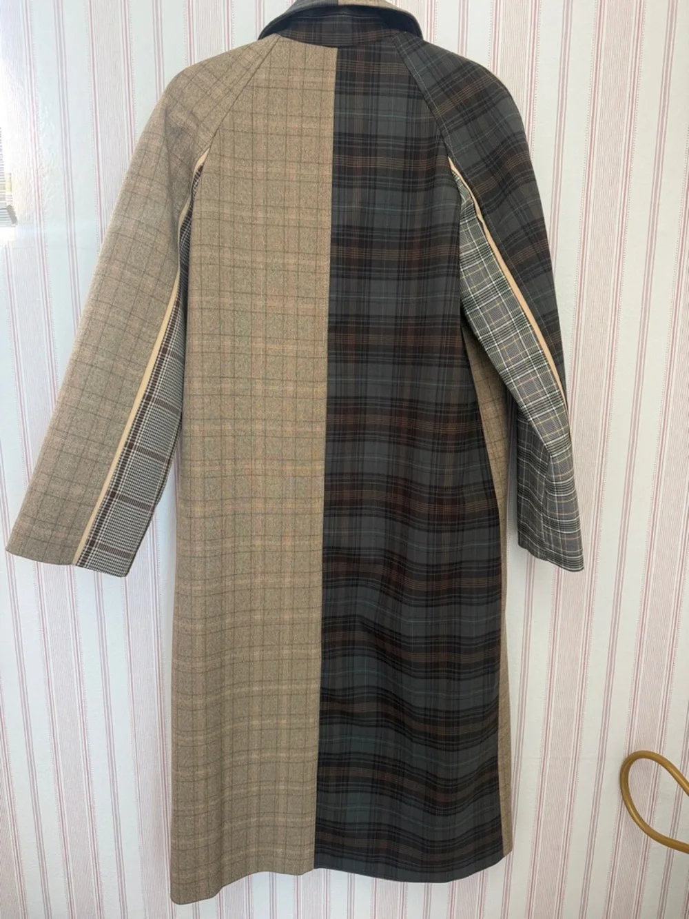 BDG Patchwork Plaid Long Sleeve Coat Dress in Brown and Gray Tones - Picture 4 of 4